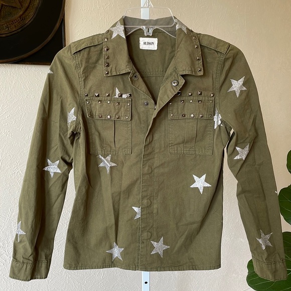 Hudson shimmer star studded green jacket - Picture 1 of 7